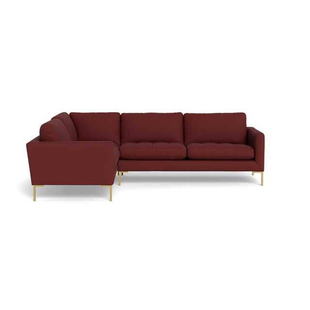 Heal's Eton Left Hand Facing Corner Sofa Capelo Linen-Cotton Etruscan Red Brass Feet