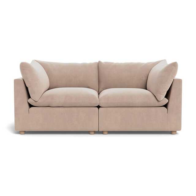 Heal's Astrid 3 Seater Sofa Smart Velvet Pebble Natural Beech Feet