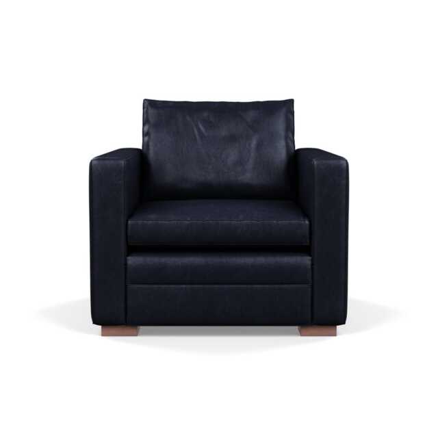 Heal's Palermo Armchair Stonewash Leather Black 263 Walnut Feet - image 1