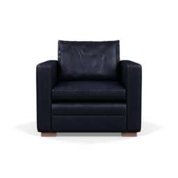 Heal's Palermo Armchair Stonewash Leather Black 263 Walnut Feet - thumbnail 1