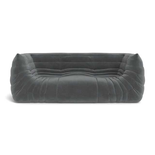 Ligne Roset Togo Medium Settee in Alcantara Steel Grey