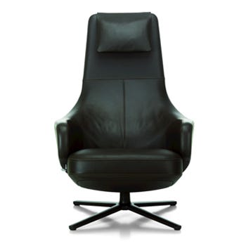 Vitra Repos Armchair Premium Leather Jade Powder Coated Base Glides for Hard Floor