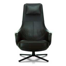Vitra Repos Armchair Premium Leather Jade Powder Coated Base Glides for Hard Floor