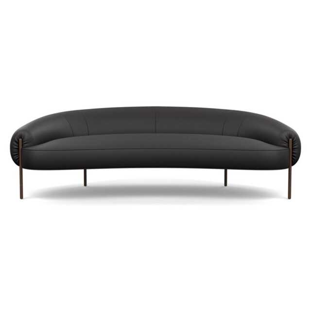 Heal's Isola 3 Seater Sofa Leather Grain Graphite 063 Bronze Feet