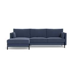 Heal's Tortona Left Hand Facing 4 Seater Corner Chaise Boucle Indigo Black Feet - thumbnail 1
