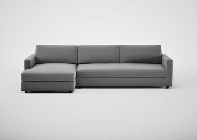 Heal's Nimbus II LHF 4 Seater Corner Chaise Smart Velvet Mercury Black Feet