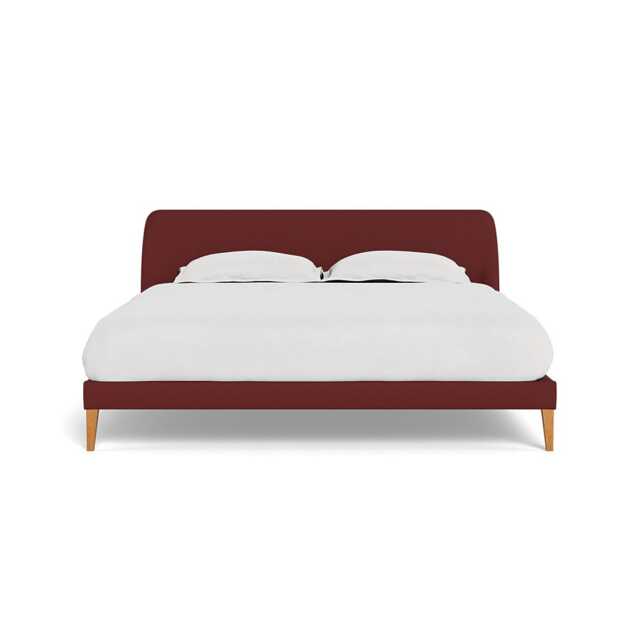 Heal's Wallis Bedstead Super King Capelo Linen-Cotton Etruscan Red Stained Oak Feet