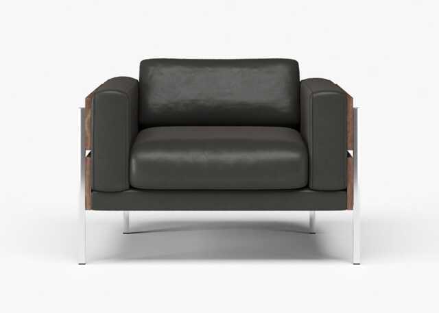 Case Forum Lounge Chair Walnut Leather Black