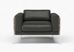 Case Forum Lounge Chair Walnut Leather Black