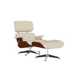 Vitra Eames Lounge Chair & Ottoman Santos Palisander Clas. Nubia 02 Cream Pearl Polished Base 04