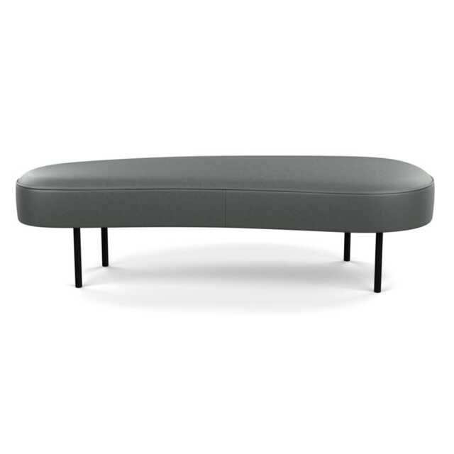 Heal's Isola Large Ottoman Daino leather Steel Black Feet