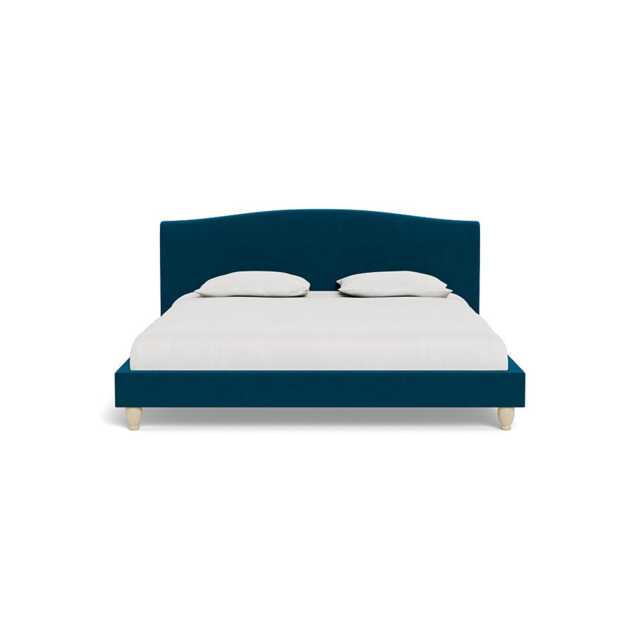 Heal's Devon Super King Bed Velvet Teal Natural Beech Feet