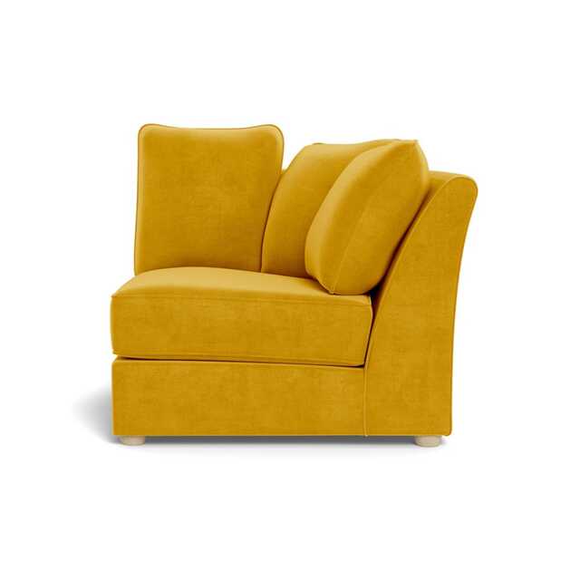 Heal's Tailor Curved Right Hand Facing Corner Unit Smart Luxe Velvet Canary Natural Feet
