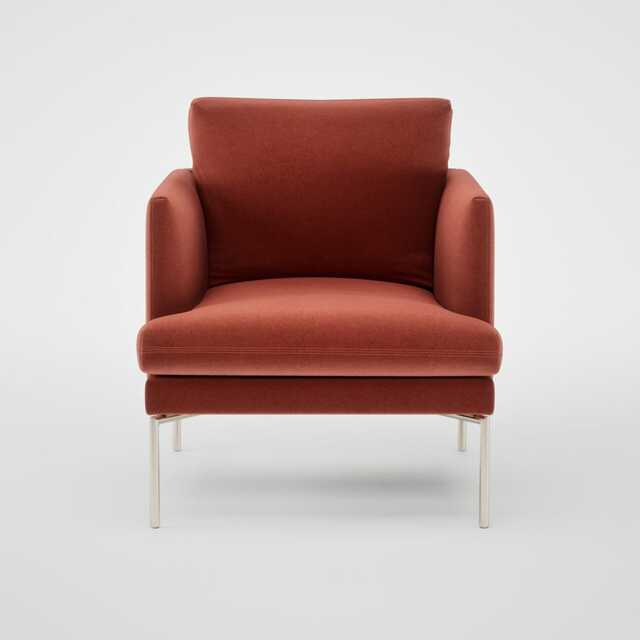 Heal's Matera Armchair Nobilis Velvet Rust 06 Stainless Steel Foot