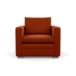 Heal's Palermo Armchair Nobilis Velvet Rust Brass and Walnut Feet