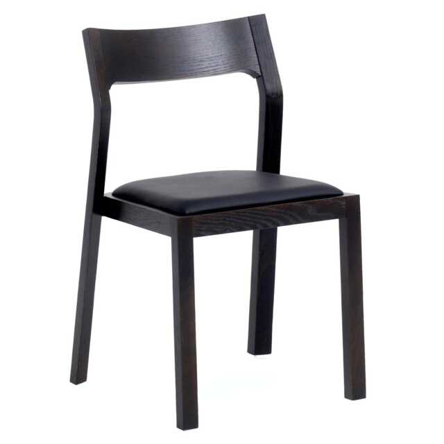 Case Profile Chair, Black Stain with Black Leather Seat