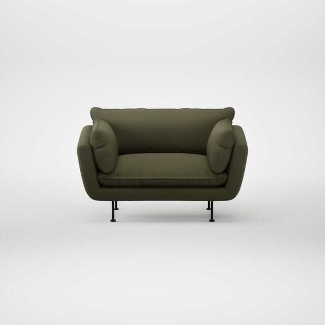 Heal's Allora Loveseat Smart Cotton Linen Myrtle Black Feet