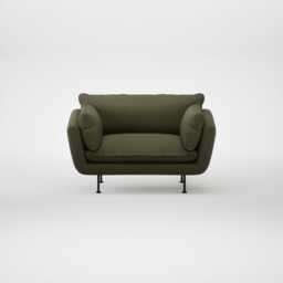 Heal's Allora Loveseat Smart Cotton Linen Myrtle Black Feet