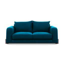 Heal's Nuvola 2 Seater Sofa Velvet Teal Walnut Stained Feet