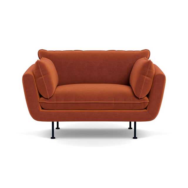 Heal's Allora Loveseat Cotton Velvet Russet Black Feet