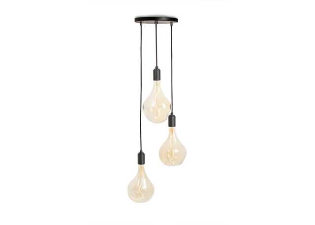 Tala Small Black Canopy With 3 Graphite Pendants and 3 Voronoi II Bulbs