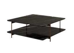 Paul Rogers Dua Stone Coffee Table Square Double Bronze Laurent Glossy 100cm