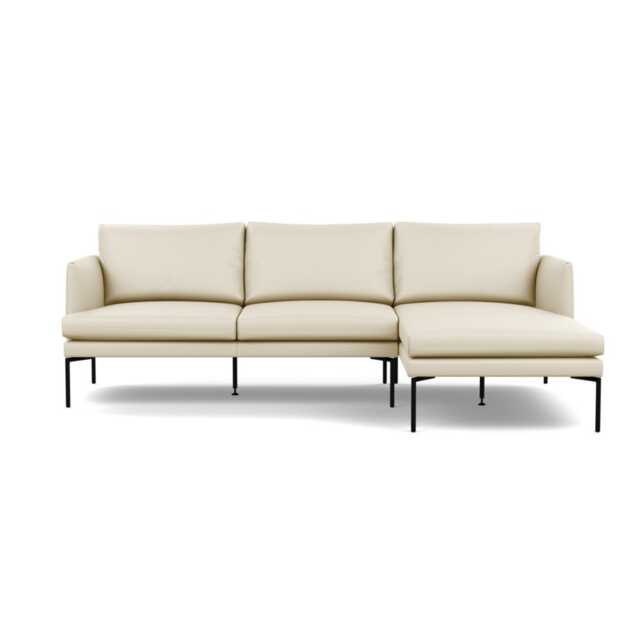 Heal's Matera Right Hand Facing Chaise Sofa Leather Grain Storm 006 Black Feet