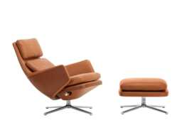 Vitra Grand Relax Chair & Ottoman in Cognac Leather