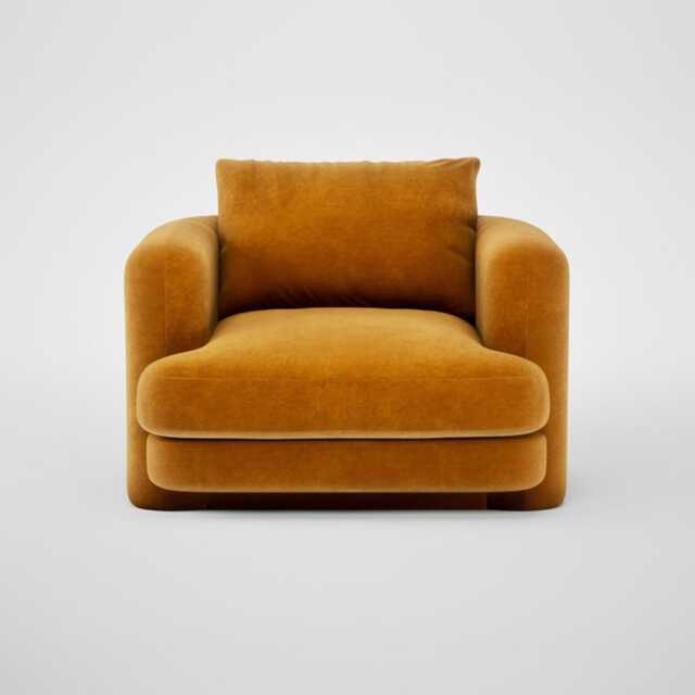 Heal's Rafi Swivel Armchair Smart Luxe Velvet Cognac