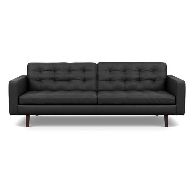 Heal's Hepburn 4 Seater Sofa Grain Leather 063 Graphite Black Feet