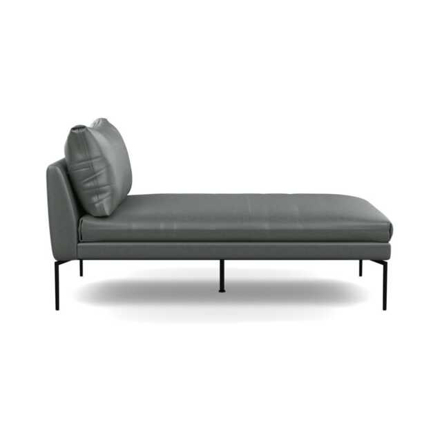 Heal's Matera Chaise Longue Leather Daino Steel Black Feet