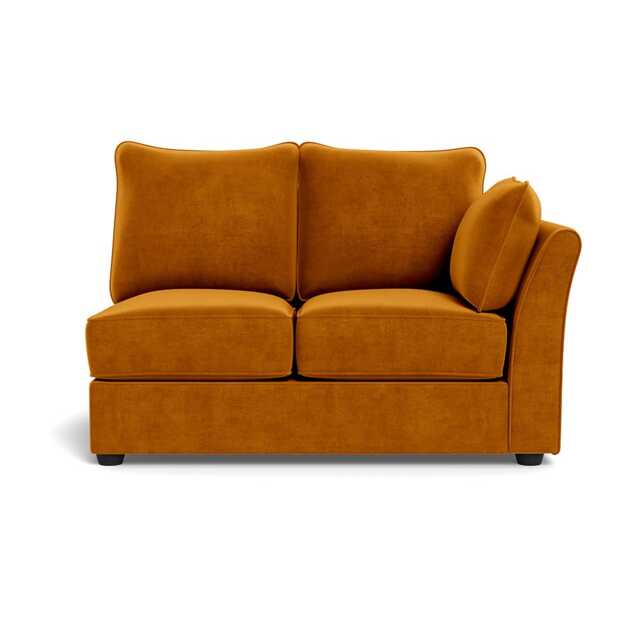 Heal's Tailor Double Right Hand Facing Corner Unit Smart Luxe Velvet Cognac Black Feet