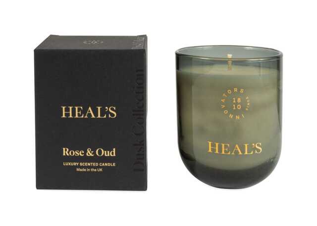 Heal's Dusk Rose & Oud Scented Glass Candle