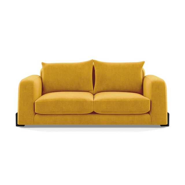 Heal's Nuvola 2 Seater Sofa Smart Luxe Velvet Canary Black Beech Feet