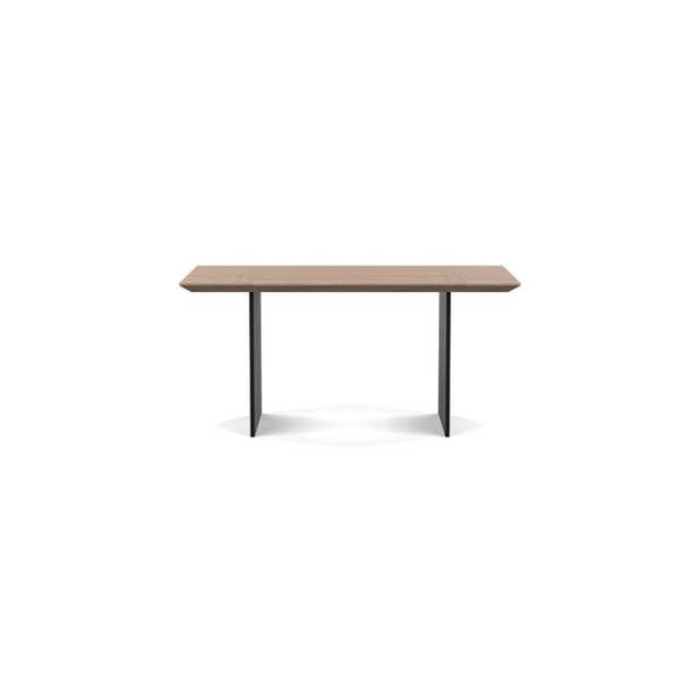 Heal's Berlin Dining Table 160x90cm Grey Oak Chamfered Edge Filled Black Legs