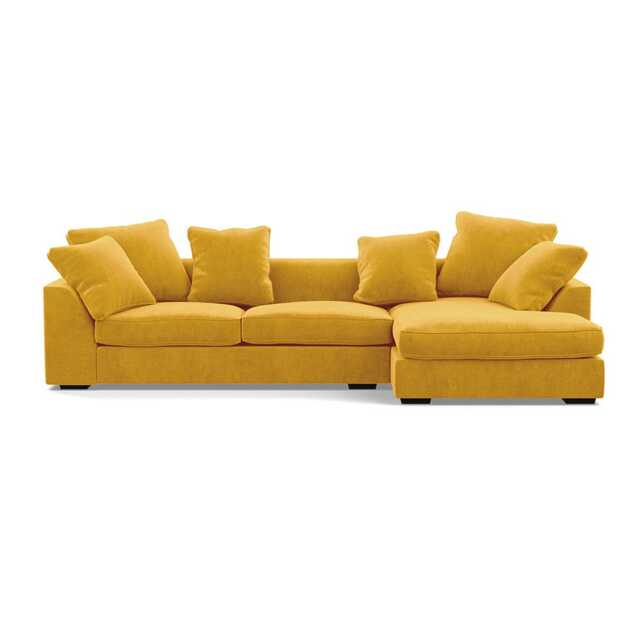 Heal's Cumulus RHF Corner Sofa Smart Luxe Velvet Canary Black Feet