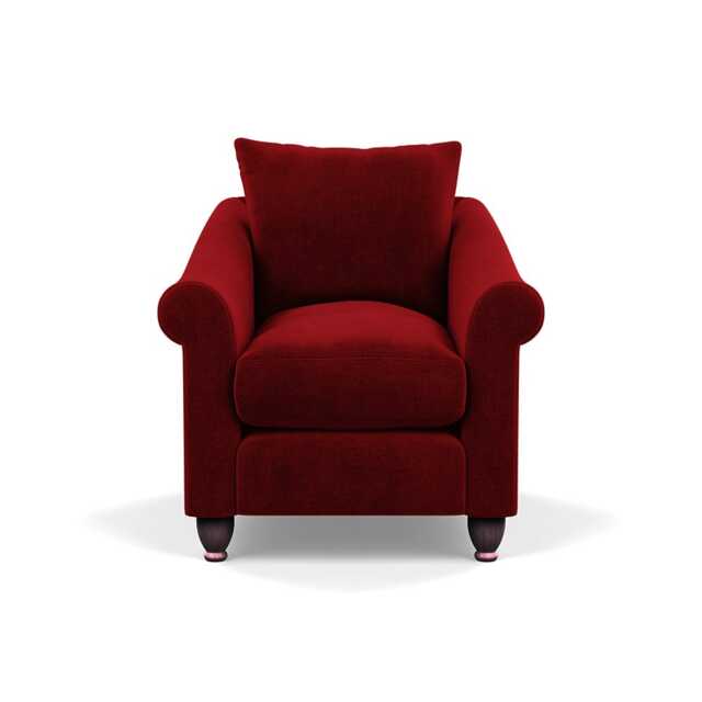 Heal's Devon Armchair Smart Luxe Velvet Mulberry Walnut Stained Feet