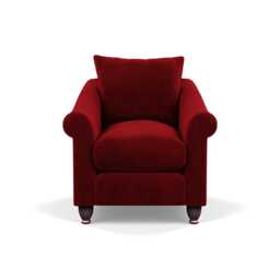 Heal's Devon Armchair Smart Luxe Velvet Mulberry Walnut Stained Feet