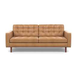 Heal's Hepburn 3 Seater Daino Leather Parchment Walnut