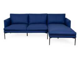 Heal's Matera Corner Chaise Sofa Right Hand Facing St Moritz Wool Blue Black Feet