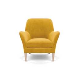 Heal's Wallis Armchair Smart Luxe Velvet Canary Natural Ash Feet