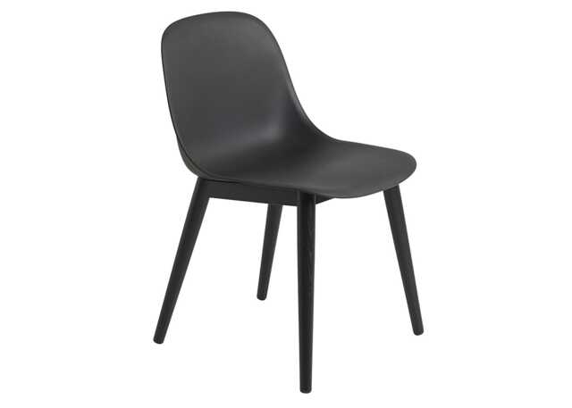 Muuto Fiber Side Chair Wood Base Normal Shell Black - image 1