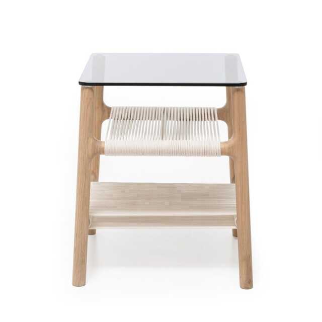 Gazzda Fawn Side Table Oak & Grey Glass