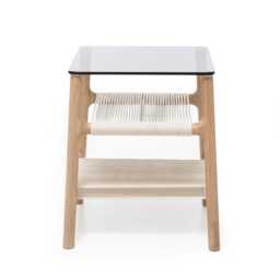 Gazzda Fawn Side Table Oak & Grey Glass