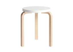 Stool 60 Natural Lacquered Birch White Lacquered