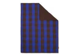 ferm LIVING Grand Quilted Blanket Choco/Bright Blue 120 x 170cm