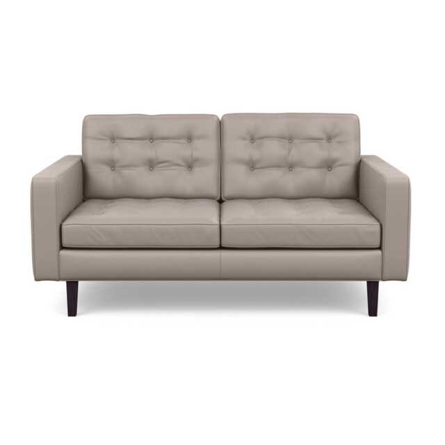 Heal's Hepburn 2 Seater Sofa Leather Grain Light Grey 060 Wenge Feet