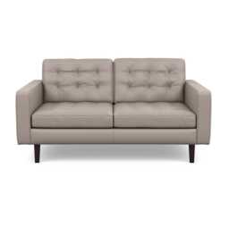 Heal's Hepburn 2 Seater Sofa Leather Grain Light Grey 060 Wenge Feet