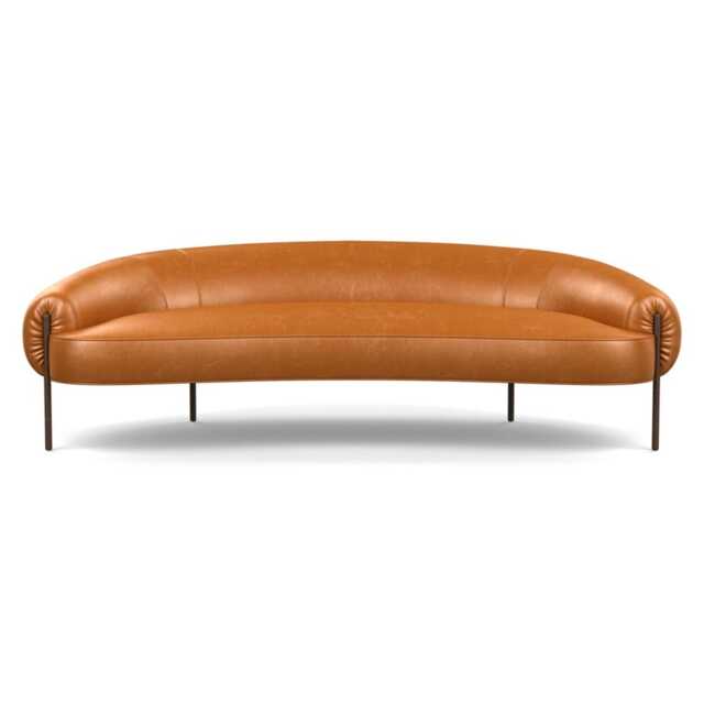 Heal's Isola 3 Seater Sofa Leather Stonewash Toffee 277 Bronze Feet