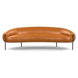 Heal's Isola 3 Seater Sofa Leather Stonewash Toffee 277 Bronze Feet
